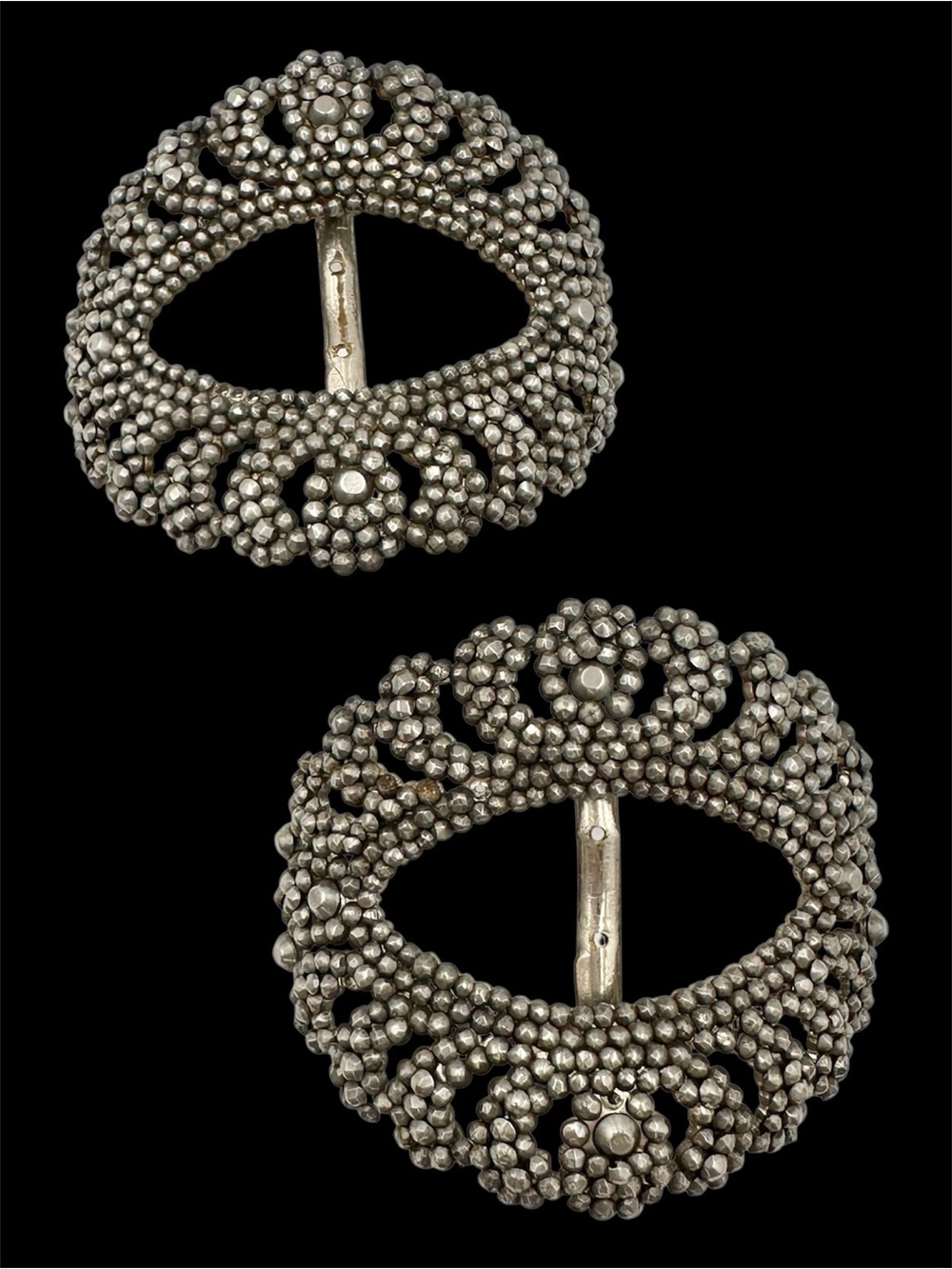 Antique French Cut Steel Shoe Buckles